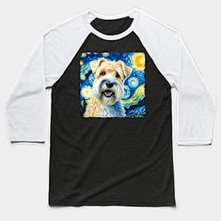 Starry Soft Coated Wheaten Terrier Dog Portrait - Pet Portrait Baseball T-Shirt